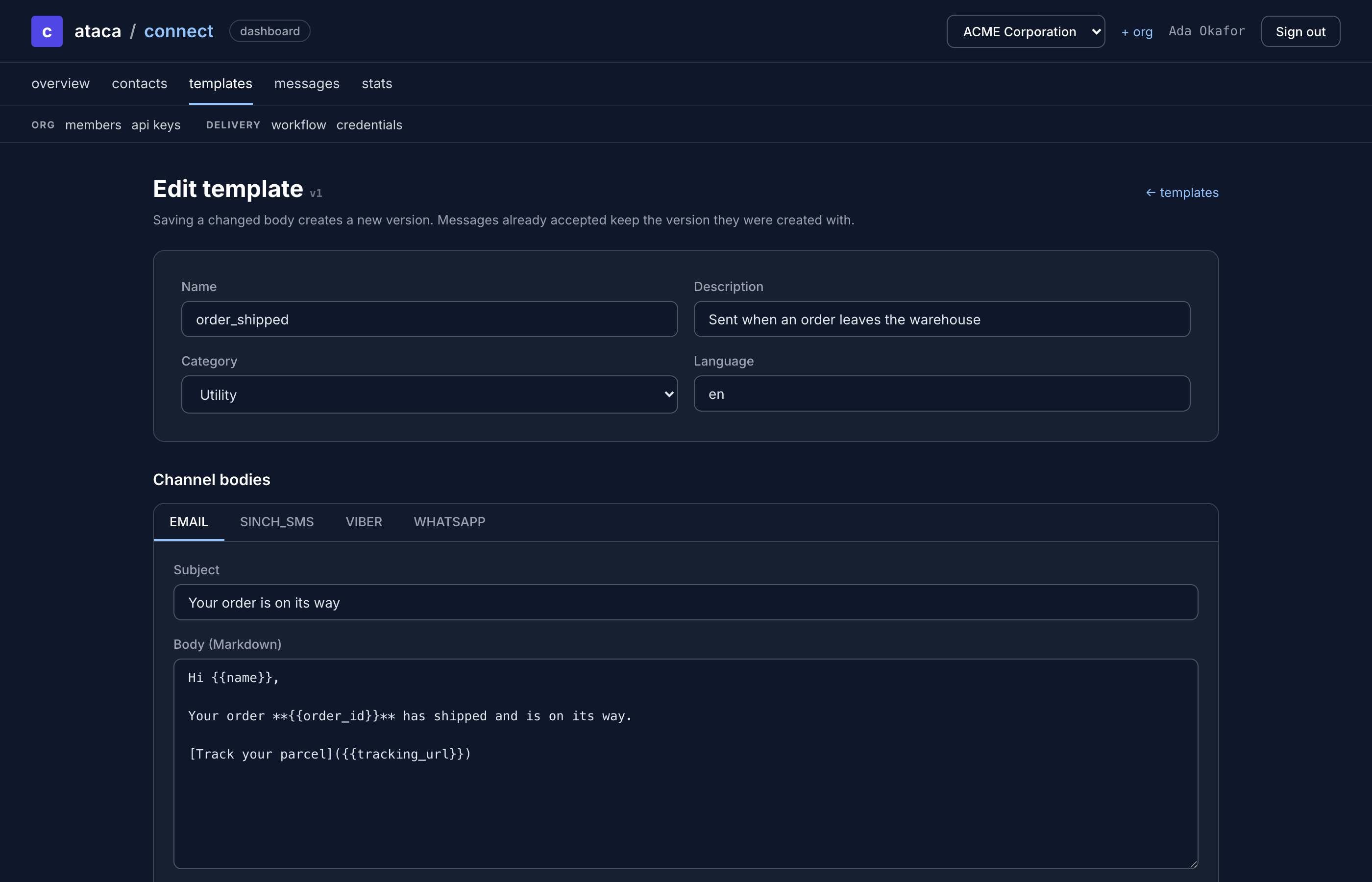 Template editor